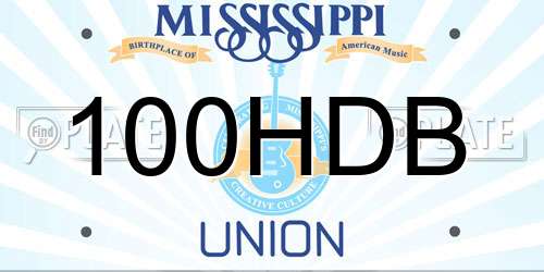 100HDB Mississippi License Plate