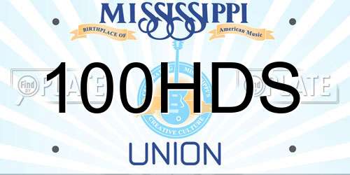 100HDS Mississippi License Plate