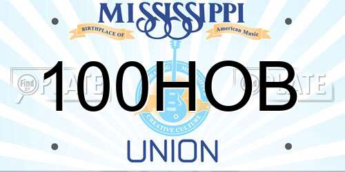 100HOB Mississippi License Plate