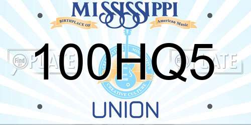 100HQ5 Mississippi License Plate