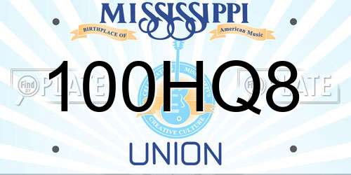 100HQ8 Mississippi License Plate