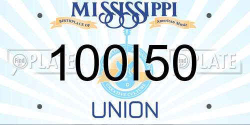 100I50 Mississippi License Plate