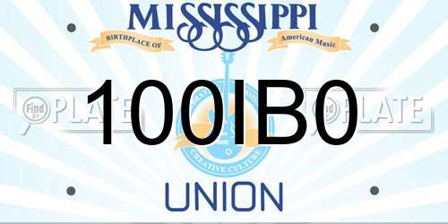 100IB0 Mississippi License Plate