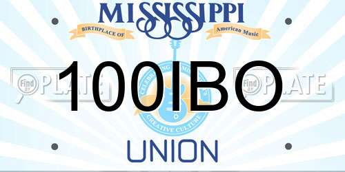 100IBO Mississippi License Plate