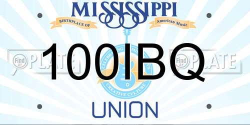 100IBQ Mississippi License Plate