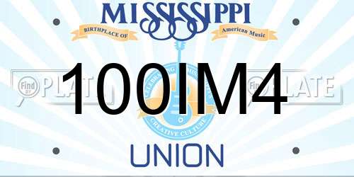 100IM4 Mississippi License Plate
