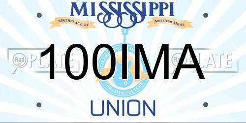 100IMA Mississippi License Plate
