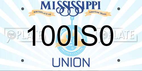 100IS0 Mississippi License Plate