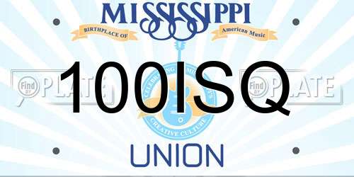 100ISQ Mississippi License Plate
