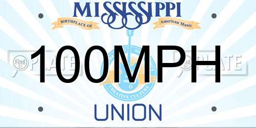 100MPH Mississippi License Plate