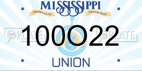 100O22 Mississippi License Plate