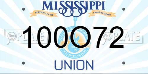 100O72 Mississippi License Plate