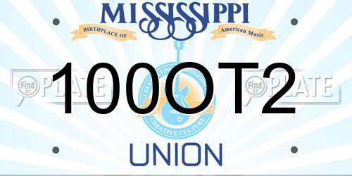 100OT2 Mississippi License Plate