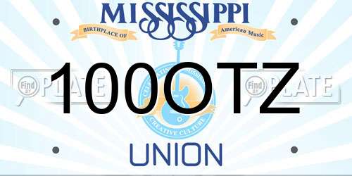 100OTZ Mississippi License Plate