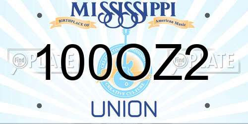 100OZ2 Mississippi License Plate