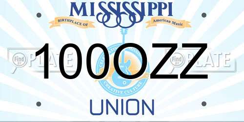 100OZZ Mississippi License Plate