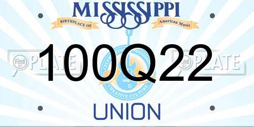 100Q22 Mississippi License Plate