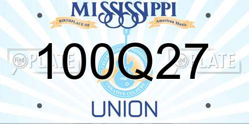 100Q27 Mississippi License Plate