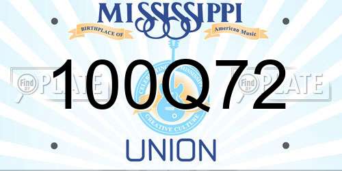 100Q72 Mississippi License Plate