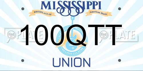 100QTT Mississippi License Plate