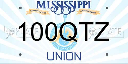 100QTZ Mississippi License Plate