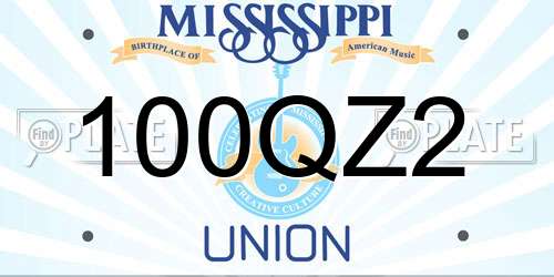100QZ2 Mississippi License Plate