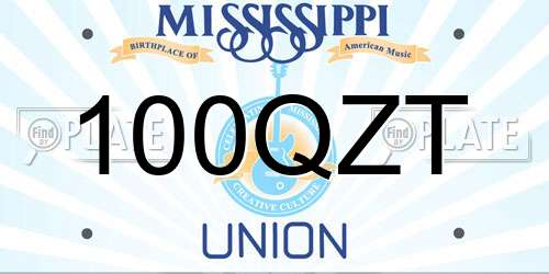 100QZT Mississippi License Plate