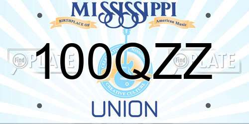 100QZZ Mississippi License Plate