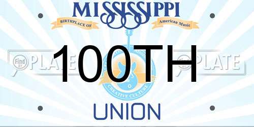 100TH Mississippi License Plate