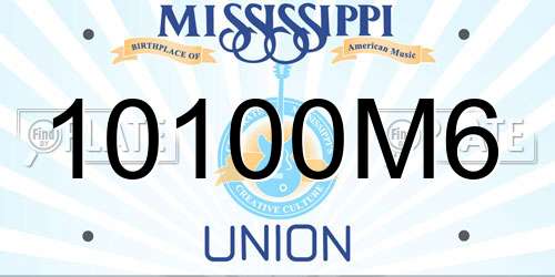 10100M6 Mississippi License Plate
