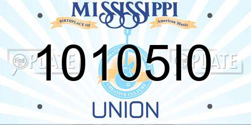 10105I0 Mississippi License Plate