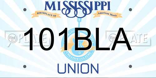 101BLA Mississippi License Plate