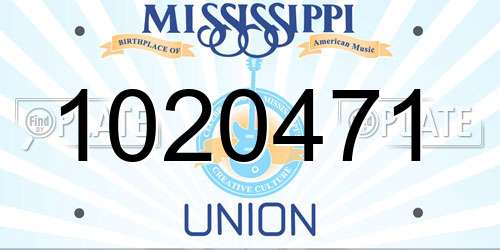 1020471 Mississippi License Plate