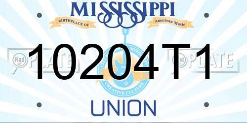 10204T1 Mississippi License Plate