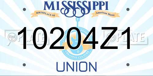10204Z1 Mississippi License Plate