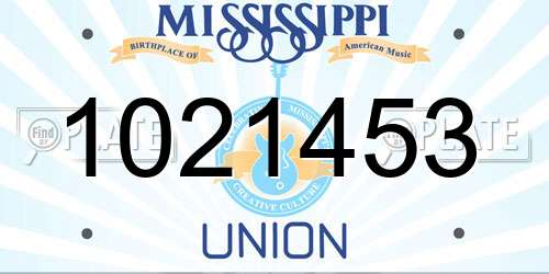 1021453 Mississippi License Plate