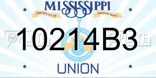 10214B3 Mississippi License Plate
