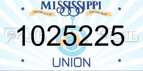 1025225 Mississippi License Plate