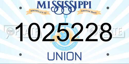 1025228 Mississippi License Plate
