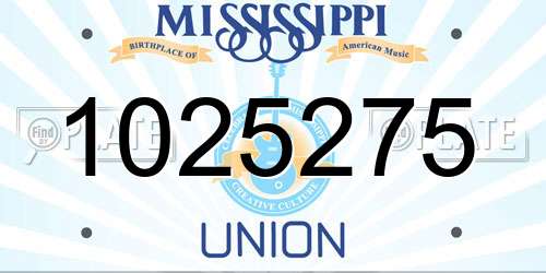 1025275 Mississippi License Plate