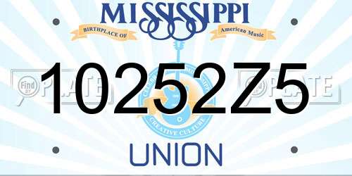 10252Z5 Mississippi License Plate