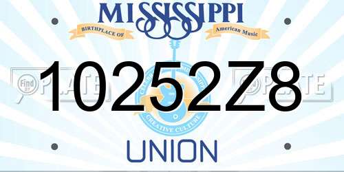 10252Z8 Mississippi License Plate