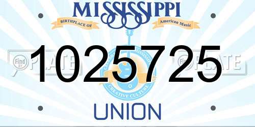 1025725 Mississippi License Plate