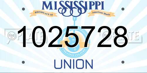 1025728 Mississippi License Plate