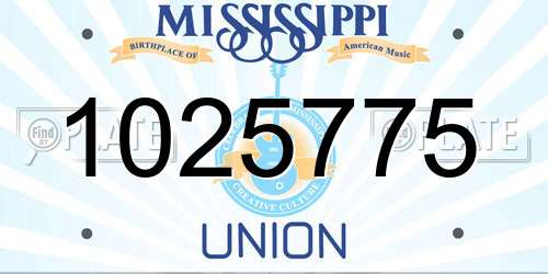 1025775 Mississippi License Plate