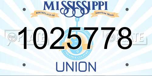 1025778 Mississippi License Plate