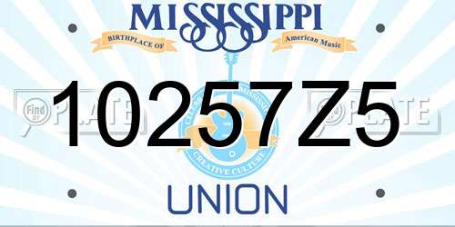 10257Z5 Mississippi License Plate