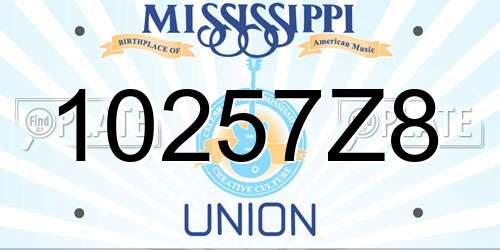 10257Z8 Mississippi License Plate