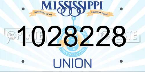 1028228 Mississippi License Plate