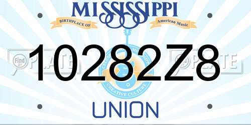 10282Z8 Mississippi License Plate
